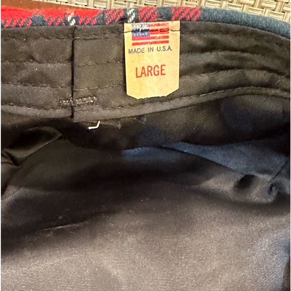 🌟2xHP🌟VTG 1970s-80s Red & Green Wool Tartan Plaid Newsboy Cap L - Picture 8 of 10